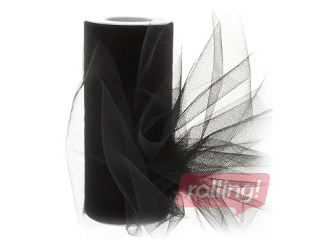 Фатин для упаковки подарков в рулонах, чёрный, 15см x 9м