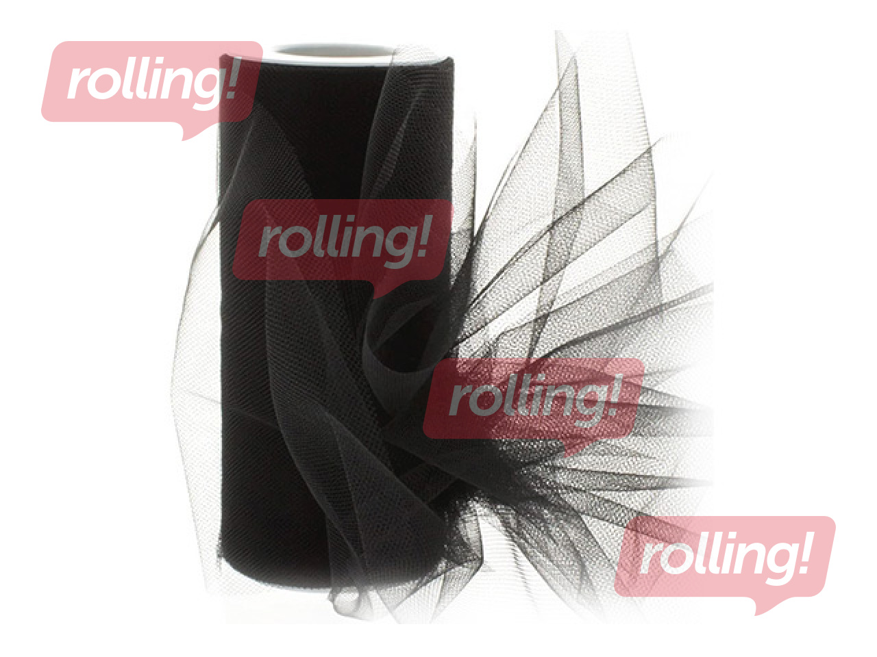 Gift wrapping tulle in rolls, black, 15cm x 9m