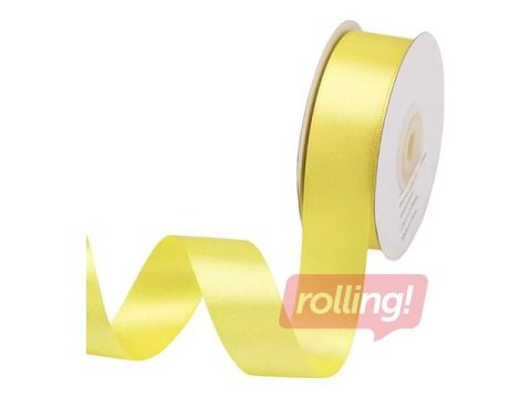 Gift ribbon 25 mm/ 25 m, satin, yellow