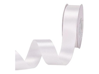Gift ribbon 25 mm/ 25 m, satin, White