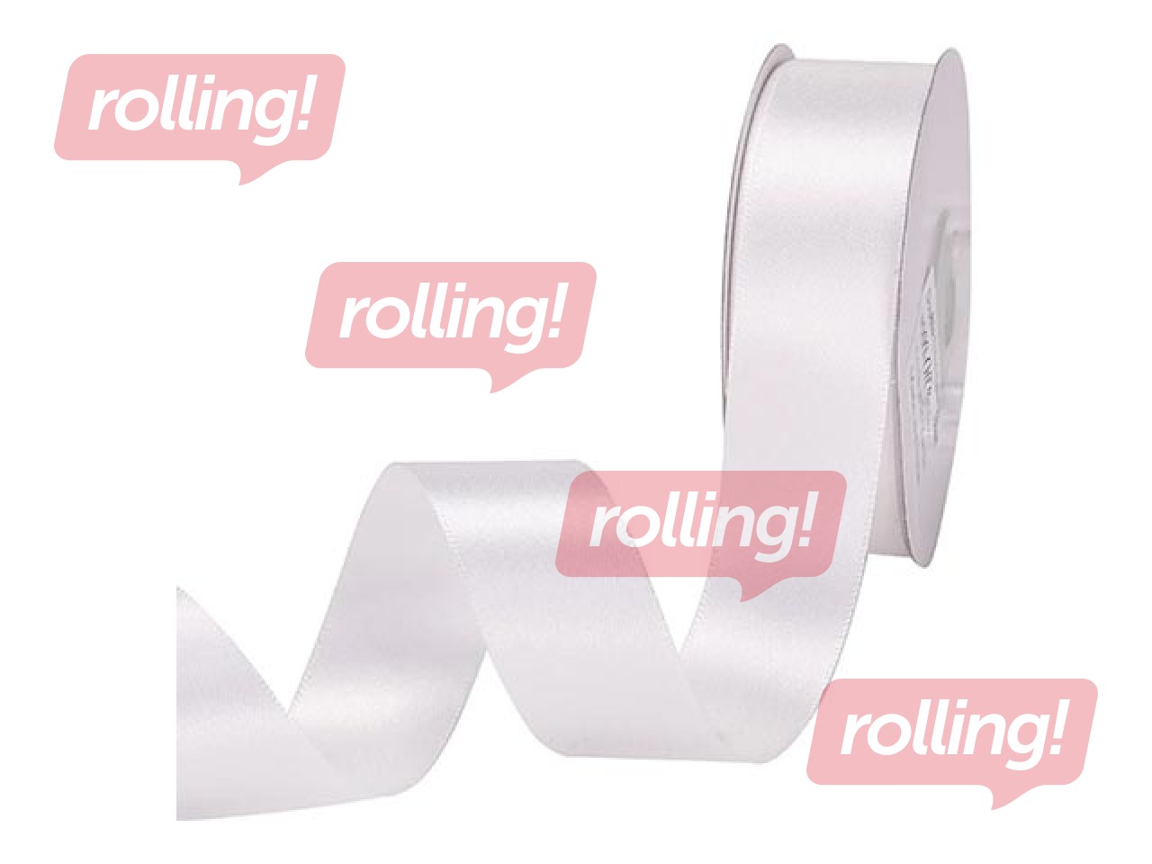 Kinkepael 25 mm/ 25 m, satiin, White