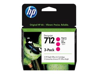 Tintes kasete HP 712, fuksīna sarkana, 3 x 29ml