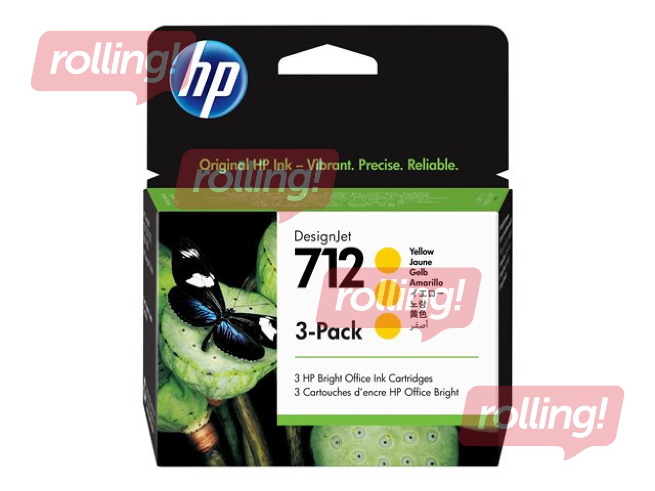 Tintes kasete HP 712, dzeltena, 3 x 29ml