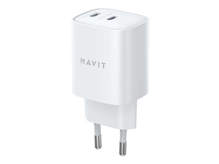 Charger Havit UC45, 2x Type-C, 45W, White