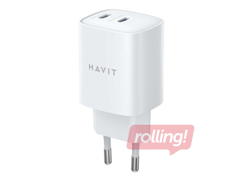 Laadija Havit UC45 2x Type-C, 45 W, valge