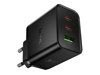 Laadija Hoco N75 USB + 2x Type-C, 65 W, must