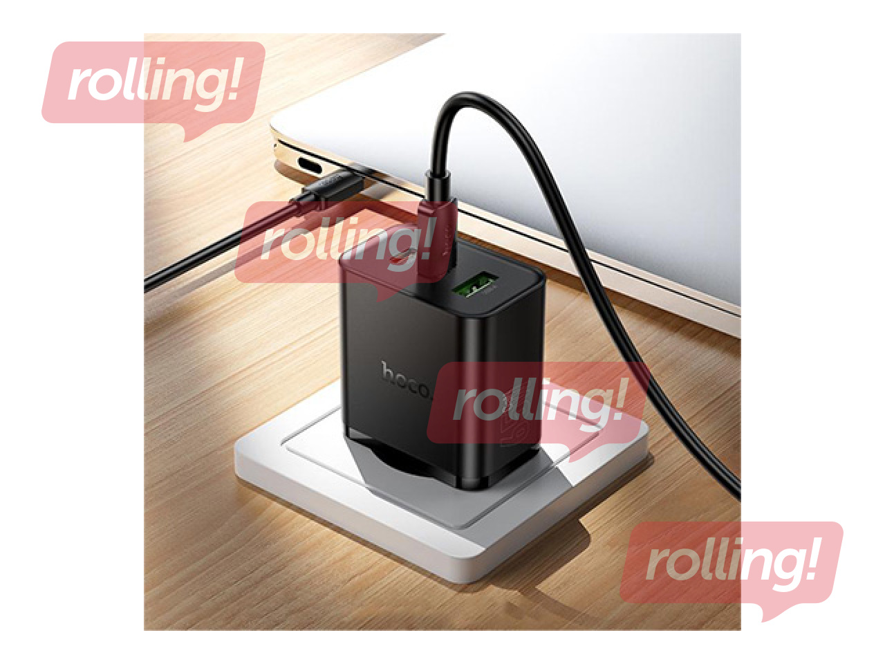 Laadija Hoco N75 USB + 2x Type-C, 65 W, must