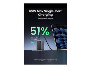 Laadija Ugreen, Nexode S GaN, 65W, USB-A + 2xUSB-C, hall