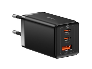Baseus GaN5 Pro 65 W laadija USB + 2xUSB-C QC3.0 PD3.0 koos 1 m pikkuse USB-C-kaabliga, must