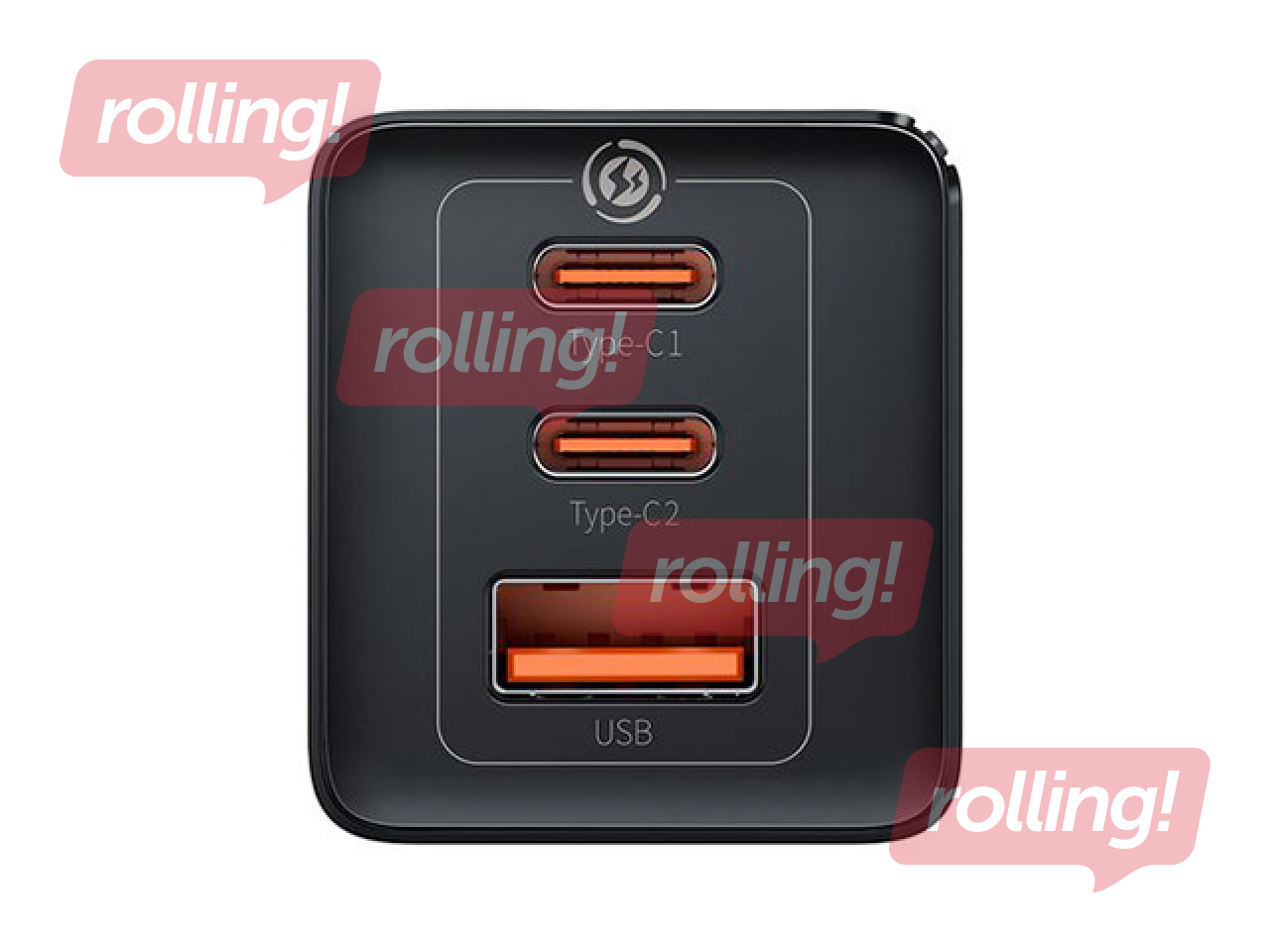 Baseus GaN5 Pro 65 W laadija USB + 2xUSB-C QC3.0 PD3.0 koos 1 m pikkuse USB-C-kaabliga, must