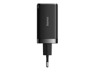 Baseus GaN5 Pro 65 W laadija USB + 2xUSB-C QC3.0 PD3.0 koos 1 m pikkuse USB-C-kaabliga, must