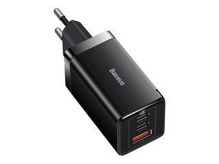 Baseus GaN5 Pro 65 W laadija USB + 2xUSB-C QC3.0 PD3.0 koos 1 m pikkuse USB-C-kaabliga, must
