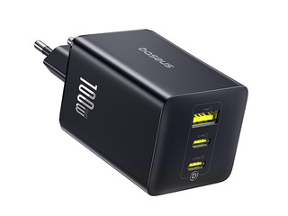 Baseus EnerFill FE11 100W Fast Charger (USB-A + 2xUSB-C, QC/PD), Black