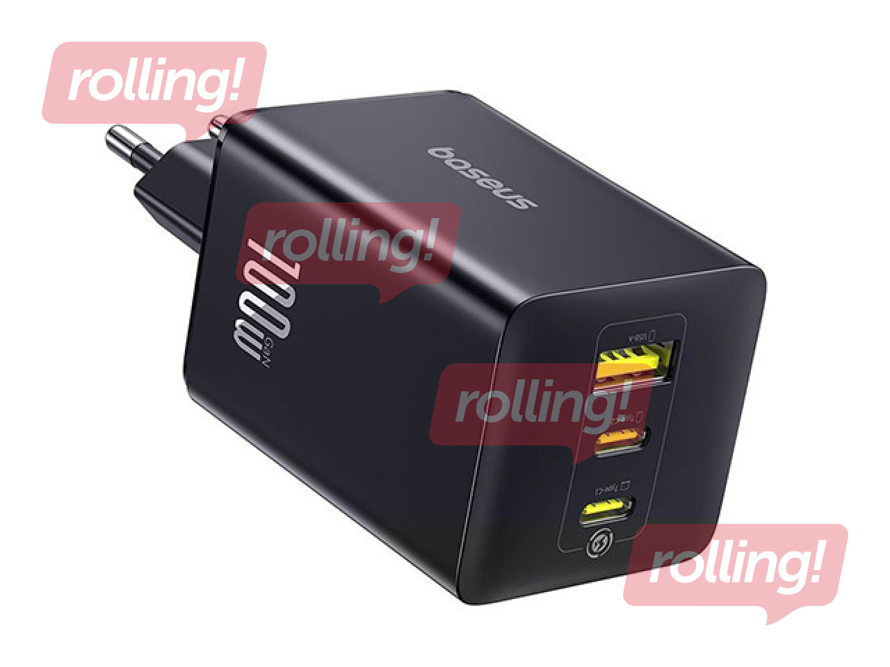 Baseus EnerFill FE11 100W Fast Charger (USB-A + 2xUSB-C, QC/PD), Black