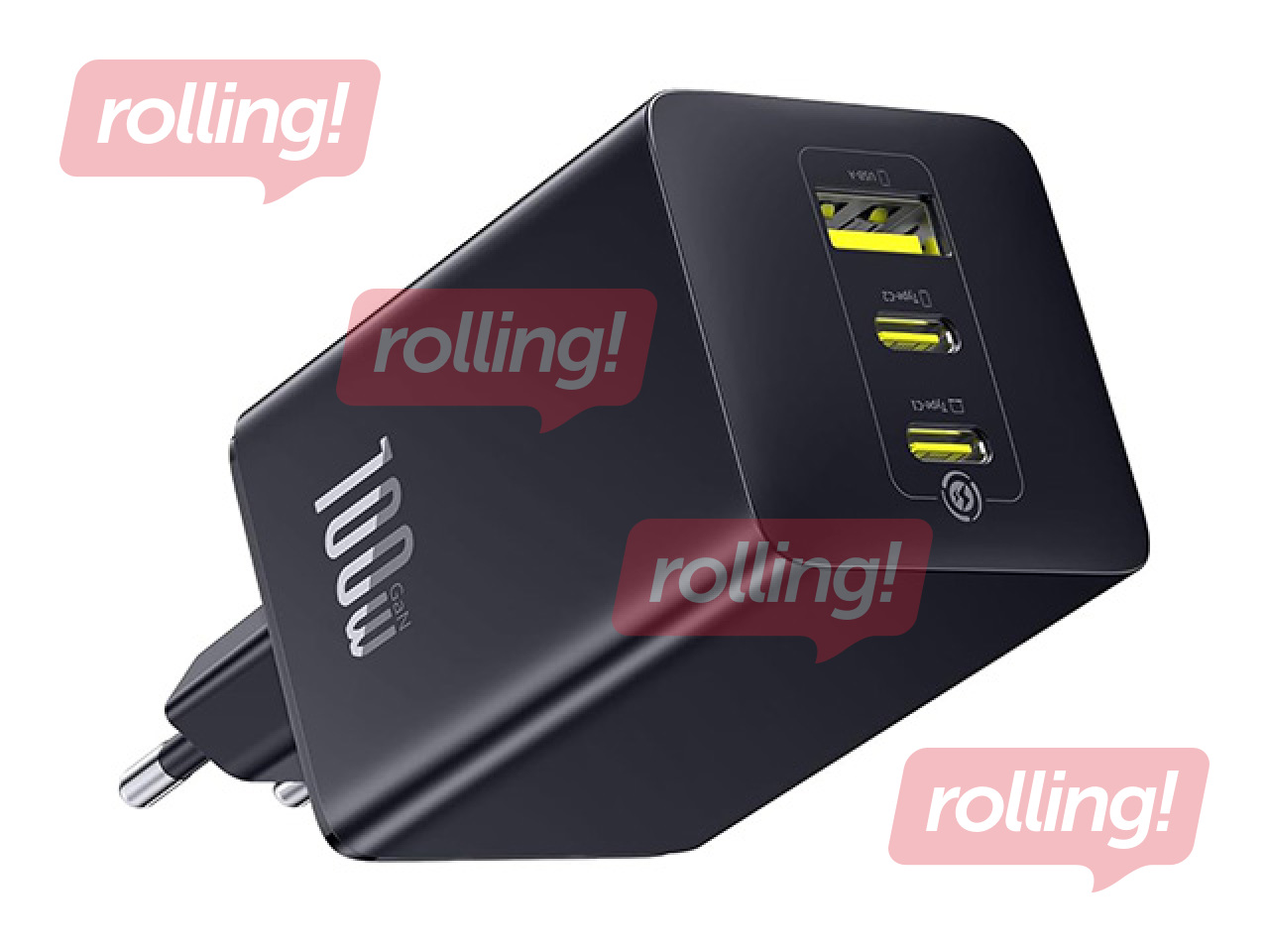 Baseus EnerFill FE11 100W Fast Charger (USB-A + 2xUSB-C, QC/PD), Black