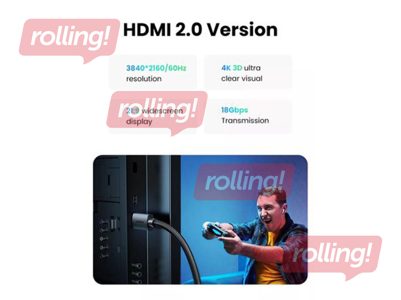 HDMI-HDMI kaabel, must, pikkus 2m (HDMI 2.0, 4K@60Hz)