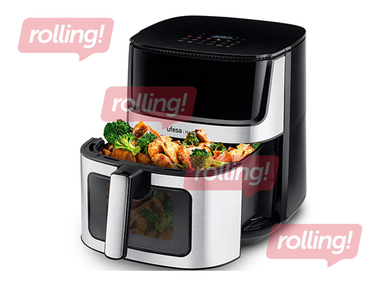 Karstā gaisa friteris Ufesa 1500W, 8l, melns ar sudraba elementiem