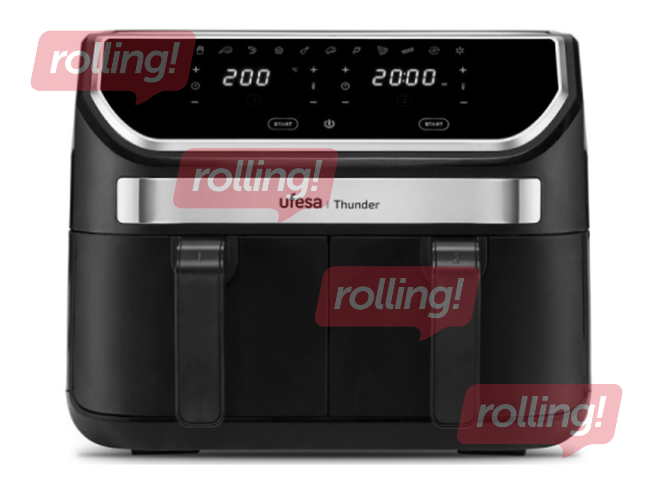 Karstā gaisa friteris Thunder 1700W, 9l, melns ar sudraba elementiem