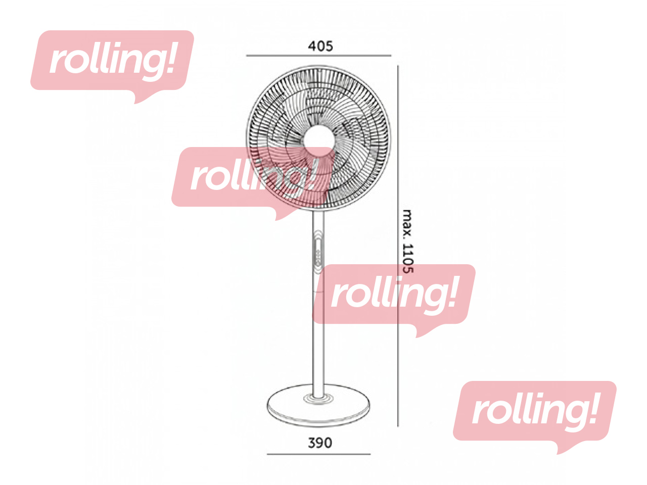 Grīdas ventilators Viento-R Kobi Windstar, 40W, balts