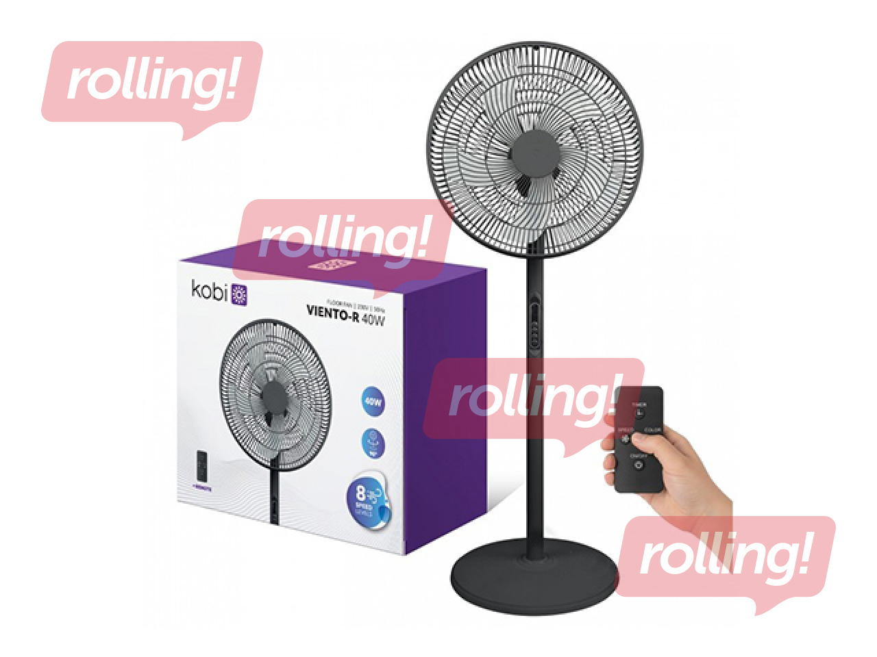 Grīdas ventilators Viento-R Kobi Windstar, 40W, melns