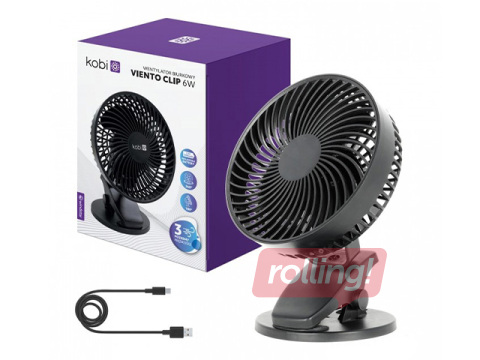 Lauaventilaator Viento Clip Kobi Windstar, 4.9W, must