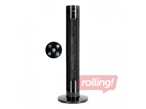 Grīdas ventilators tornis Hoorn Kobi, ar pulti, 45W, melns