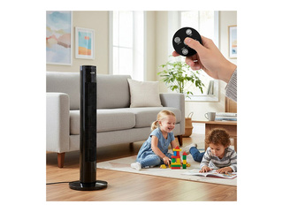 Grīdas ventilators tornis Hoorn Kobi, ar pulti, 45W, melns