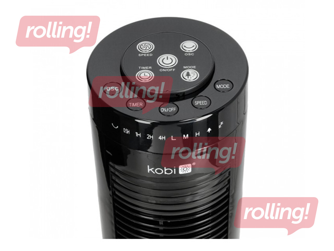 Grīdas ventilators tornis Hoorn Kobi, ar pulti, 45W, melns