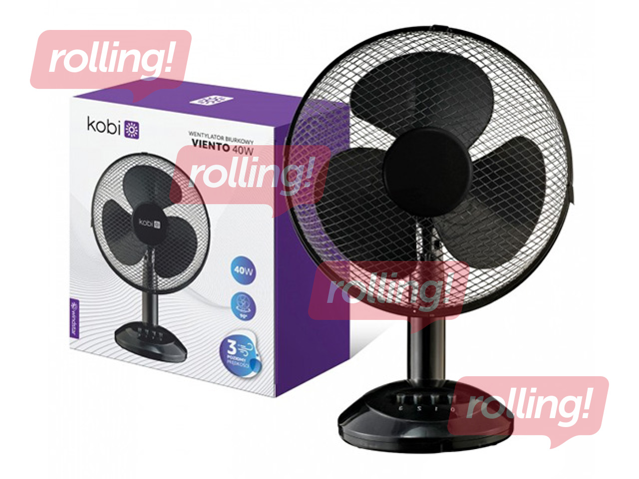 Galda ventilators Viento Kobi Windstar, 40W, melns
