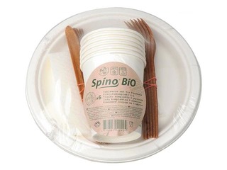 Disposable tableware set for 6 people, BIO