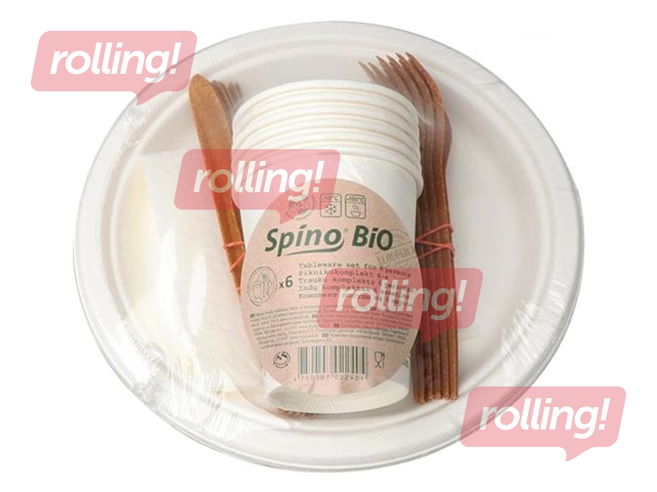 Vienreizlietojamo trauku komplekts 6 personām, BIO