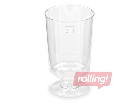 Plastic cups with foot, transparent, 100ml, 15 pcs.