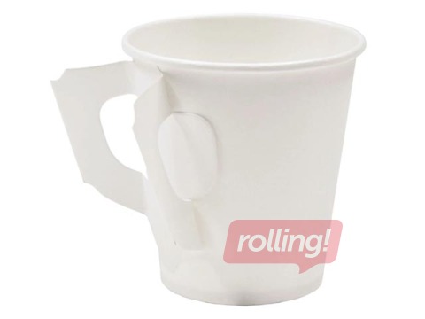Paper cup with handle, white, 180ml, 50 pcs.