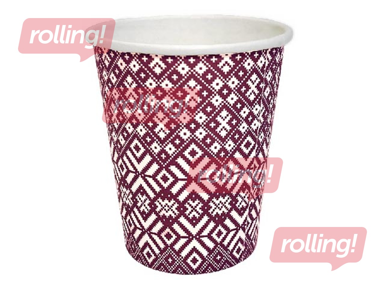 Pabertopsid ø80 mm, 240 ml, Folk patterns 2, 50 tk