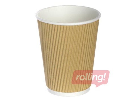 Paper cups, corrugated, brown, ø90mm, 350ml, 25 pcs.