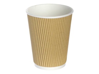 Paper cups, corrugated, brown, ø90mm, 350ml, 25 pcs.