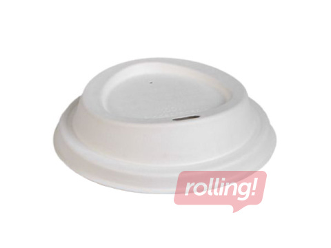 Крышки из сахарного тростника Ø 90 мм для бумажных кофейных стаканчиков, белые, 50 шт.
