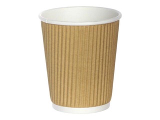 Бумажные стаканчики с рельефом, ø80мм, 250 мл, коричневый, 25 шт.