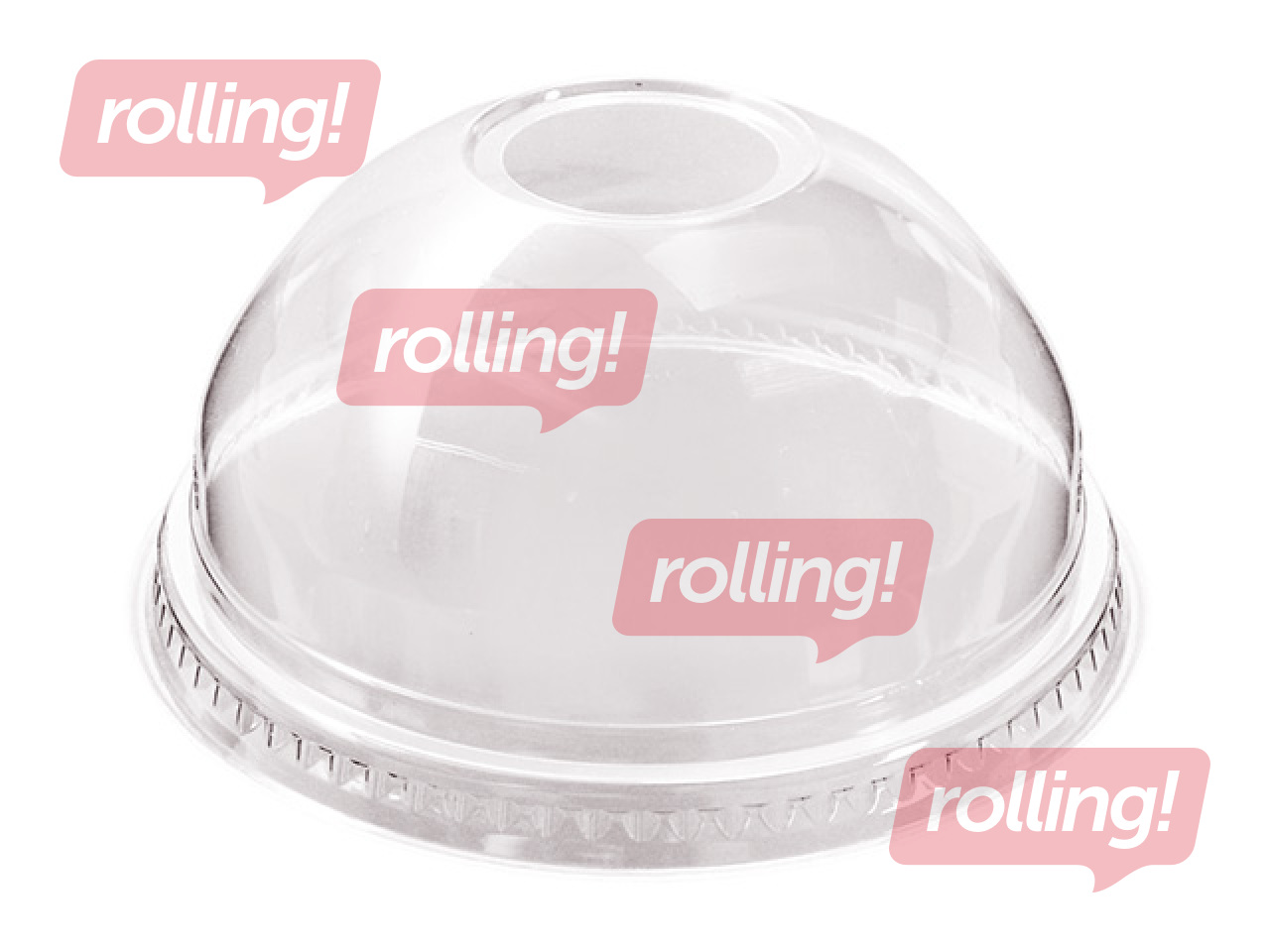 Dome-shaped lids with straw hole, ø95 mm, PET, 50 pcs.