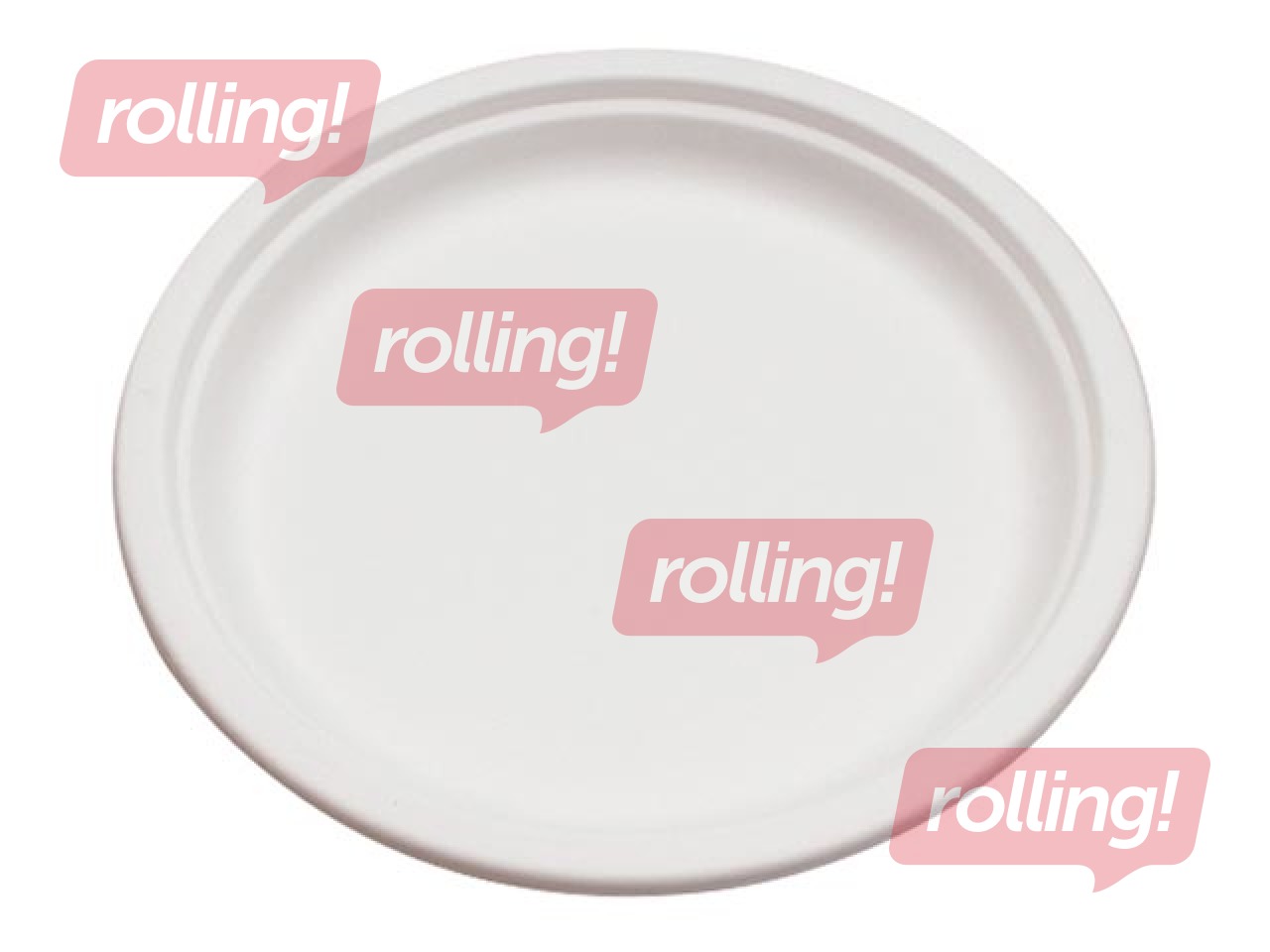 Cukuršķiedras šķīvji, 23 cm, 50 gab., balti