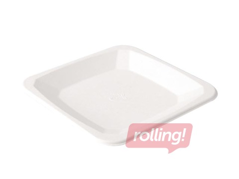 Sugarcane fiber saucers, rectangular, 17 cm, 50 pcs, white