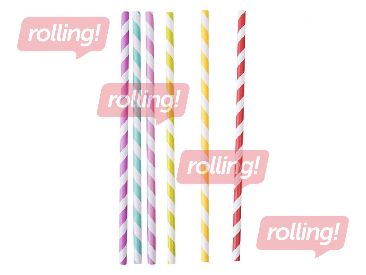 Kokteiļu salmiņi ar svītrām, papīra, 19.7 cm ø6 mm, 100 gab., krāsaini