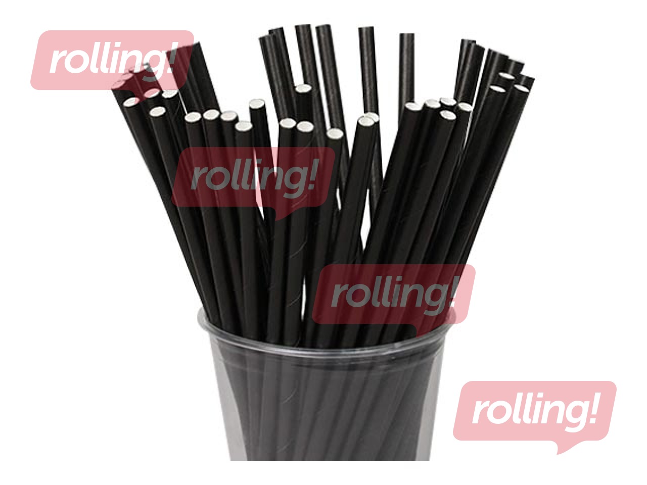 Cocktail straws, paper, black, 20.5cm ø6 mm, 250 pcs.