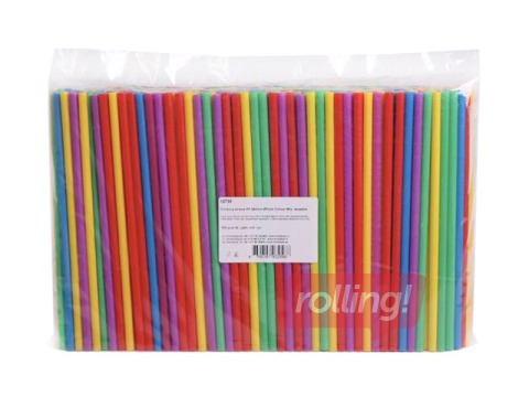 Kokteiļu salmiņi, PP, 22 cm ø7 mm, 500 gab., krāsaini