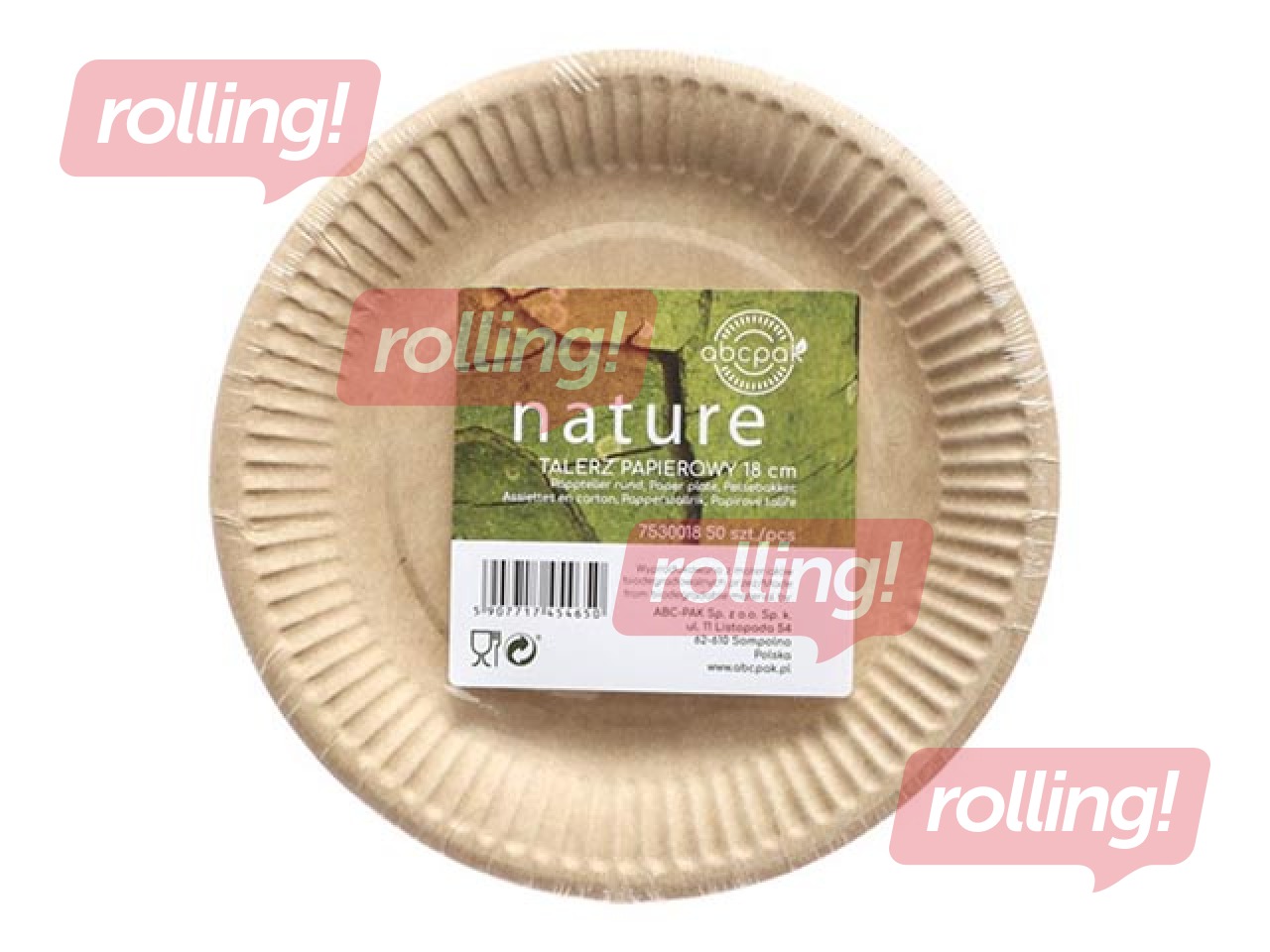 Pabertaldrikud 18 cm, 50 tk, pruun