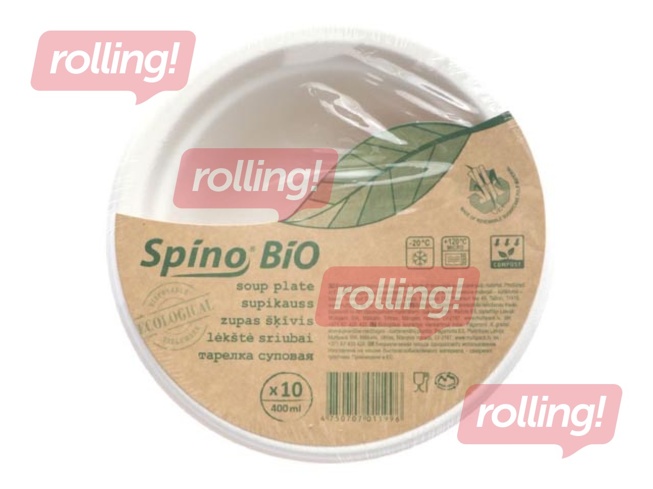 Supikausid SPINO, suhkrukiud, valge, 400ml, 10 tk.
