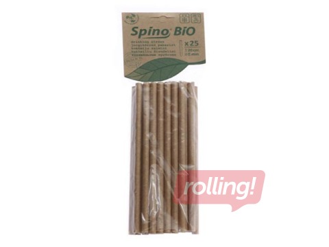 Kokteiļu salmiņi SPINO, papīra, 20,5 cm ø6 mm, 25 gab., brūni