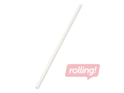 Kokteiļu salmiņi, papīra, balti, 20cm ø6mm, 150 gab.