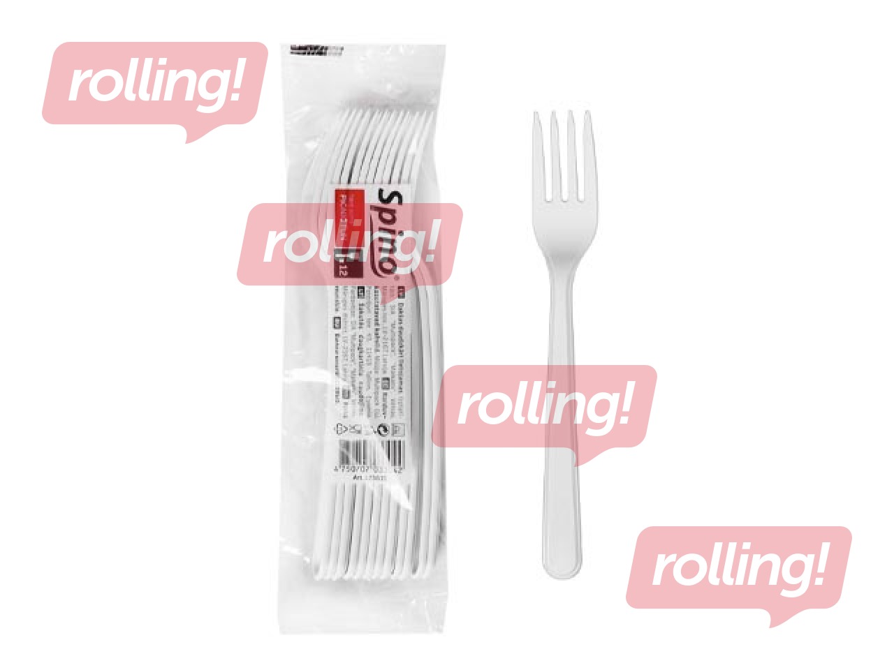 Пластиковые вилки, многоразовые, белые, 18см, 12 шт.