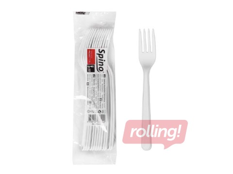 Plastkahvlid, korduvkasutatavad, valged, 18cm, 12 tk.